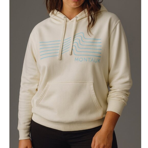 Bontemps | Montauk Hoodie Spell Out Cream Sweatshirt Coastal | Size Small - Picture 1 of 10